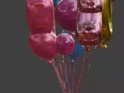 2026 New Year Foil Balloon Sculpture 3D Model Low-poly 3D model