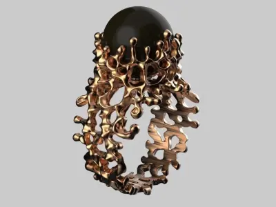 Coral Black Pearl  Ring light version 3D print model