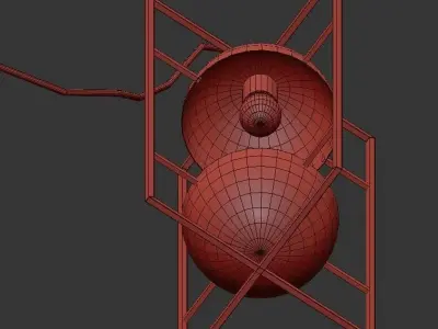 EXHIBIT gold metal lamp with ball in middle 3D model