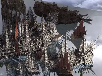 Ship wrecked Pirate City Towers Kit bash 3D model