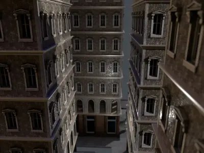 the facade of the building 3D model