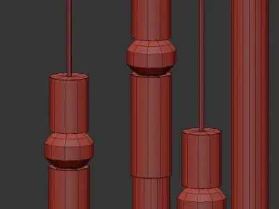 SPREE four pendant lights with gold and tubes 3D model