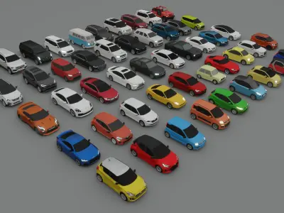  collection of 50 low poly cars 