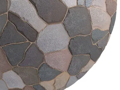 Ston Wall Material 1 - By 3 Color - Pbr By Sbsar - 4k Texture