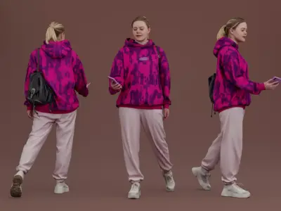 Young Girl Paying for Purchases 3D model