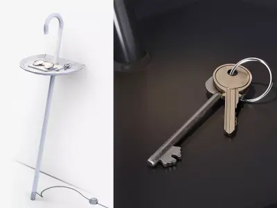 Floor lamp with shelf 3D model