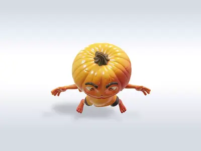 Cheerful Pumpkin Boy Character 3D Model 3D model