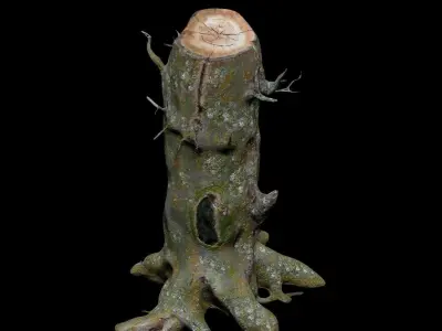 Dead Moss Tree Stump V2 Low-poly 3D model