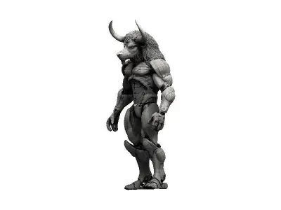 Bison Cyborg Low-poly 3D model