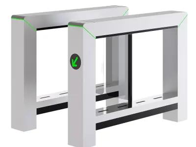 High-speed turnstile with swing doors 3D model