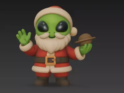 Cute Alien Santa Claus Stylized Christmas Character 3D Model 3D model