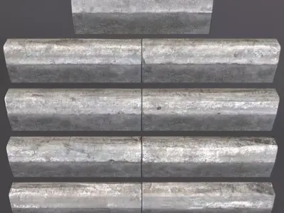 Old curb stone border 3D model