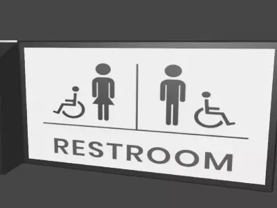 Restroom Sign Low Poly  Low-poly 3D model