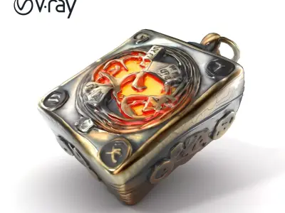 Cursed Amulet Glowing Runes D model pack Low-poly 3D model