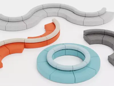 Modular Sofa Collection Low-poly 3D model