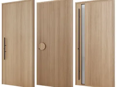 Oak Entrance Doors 3D model
