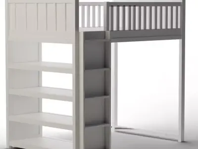 Camp Loft Full Simply White Bed Low-poly 3D model