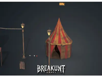 Scene from an outdoor horror circus - 3d models pack - 8 assets 3D model