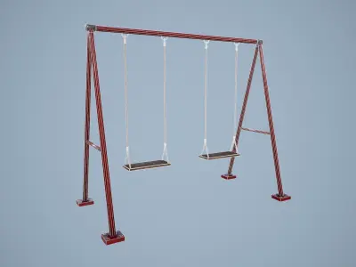 Metal animated swing  Low-poly 3D model