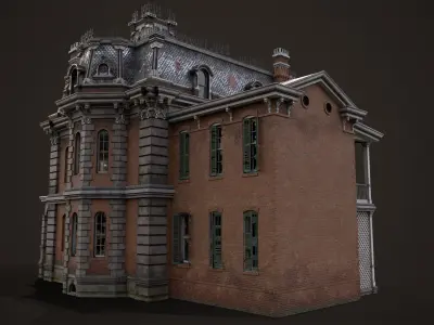 Old American House Abandoned Low-poly 3D model