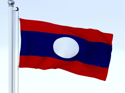 Animated Laos Flag Low-poly 3D model