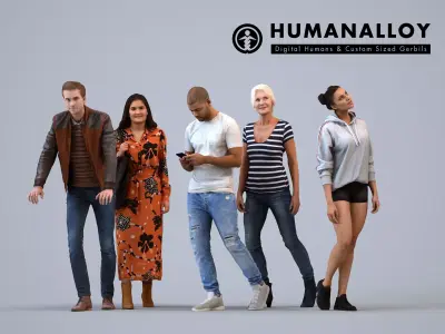 Basics0784 - A set containing 5 models of male and female 3D model