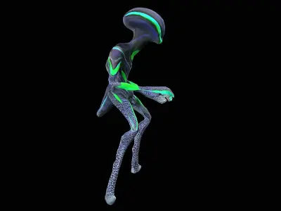 Rigged Alien Creature Animated Low-poly 3D model