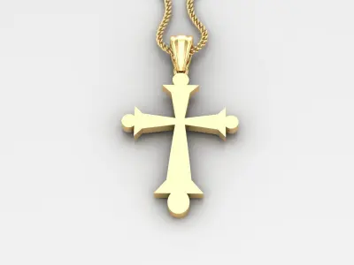 Light Gold 18K Cross Pendant 2CP008 3D print model