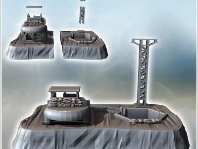Military communication station with firing emplacement and under 3D print model purchase