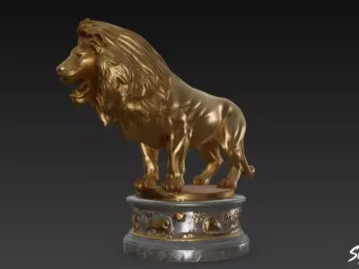 Lion Statue V13 Low-poly 3D model