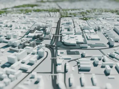 City model - Warsaw Capitol of Poland - Low poly buildings 3D model