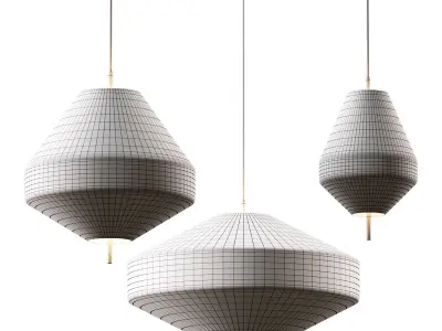 Solara Linen Pendant Lamps 3D model