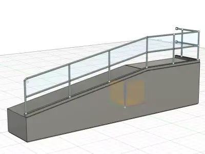 ACCESS RAMP WITH HANDRAIL 7MM SCALE O GAUGE MODEL BUILDING 3D print model