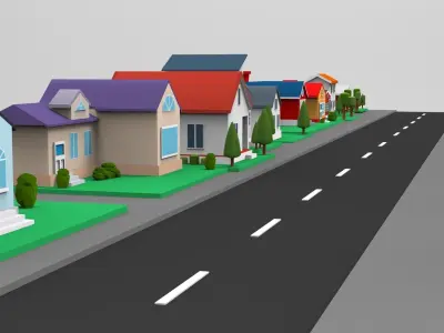 Cartoon City Lowpoly Low-poly 3D model