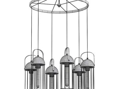anemon-5062-206-b0047361 pendant light with six metal cages h... 3D model