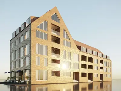 Modern residential building 01 3D model