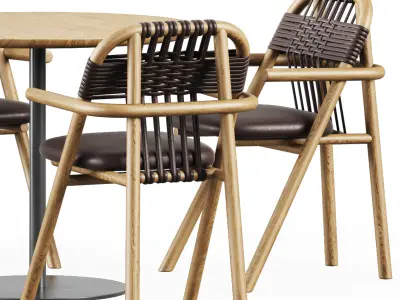 Fix Table by Ton and Dining Armchair 02 C by Very Wood 3D model