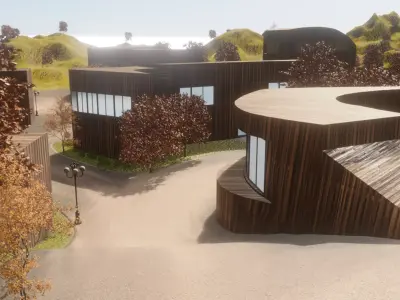 Modern Wooden Community Design 3D model