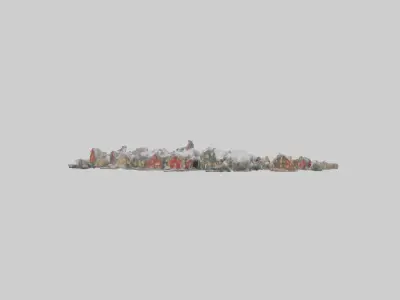 Christmas Village Houses with Snow model Low-poly 3D model