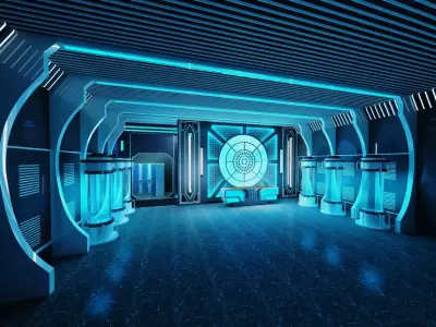 Futuristic Sci-Fi Lab Hall with Corridor 3D model