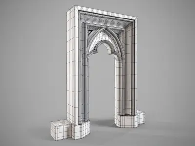 Highpoly Gothic Portal - type 2 3D model