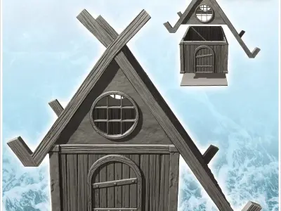 Medieval house with sloping roof and large wooden beams 18 - Med 3D print model
