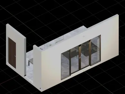 Isometric Open Space Dining Living Room 3D model