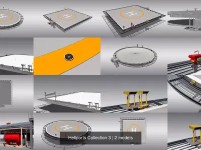 Heliports Collection 3 3D Model Pack