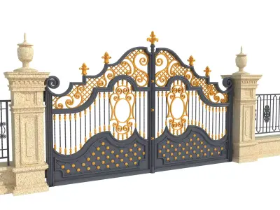 Entrance Forged Gates in classic style 3D model