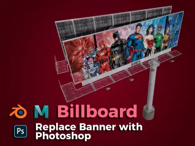 Billboard 01 - Power Poles Low-poly 3D model