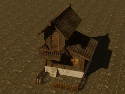 Medieval house nine 18 Low-poly 3D model