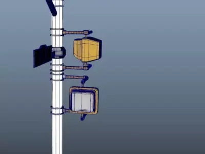 Stop Traffic Light Pole with Changing Lights  Free low-poly 3D model