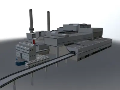 Amsterdam Westpoort Afvalverbrander Low-poly 3D model