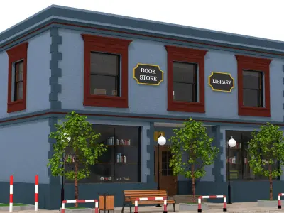 Book Store - Library Low-poly 3D model